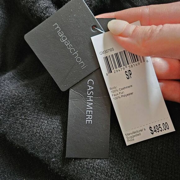 Magaschoni 100% Cashmere Black Fur-Lined Turtleneck Sweater Size Small - Picture 5 of 7